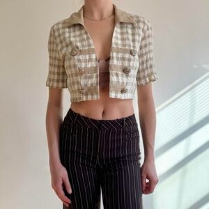 Vintage Cropped Gingham Jacket